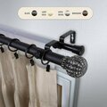 Central Design 1 in. Velia Double Curtain Rod with 66 to 120 in. Extension, Black 100-05-662-D